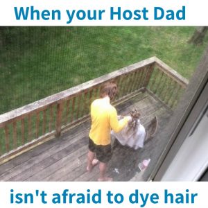 Host Dad Aaron dyes his Au Pair's hair