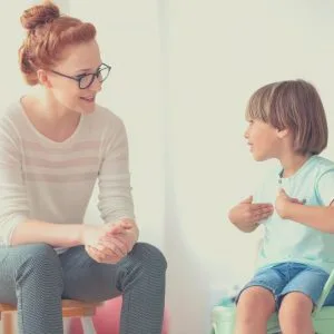 Au Pair listening to child