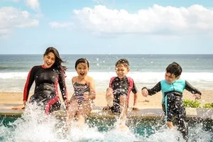 Kids surfing
