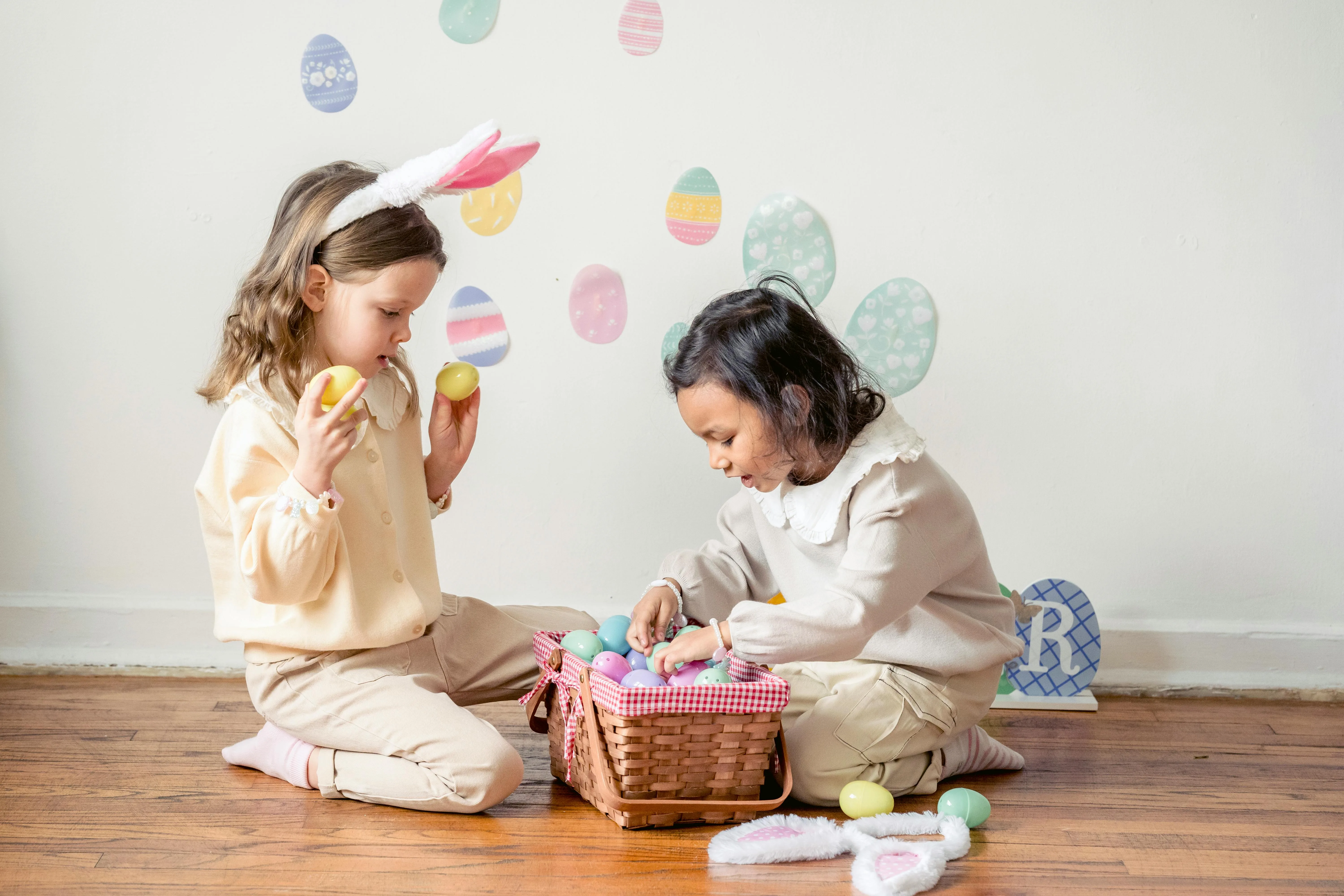 Kids enjoying spring arts and crafts