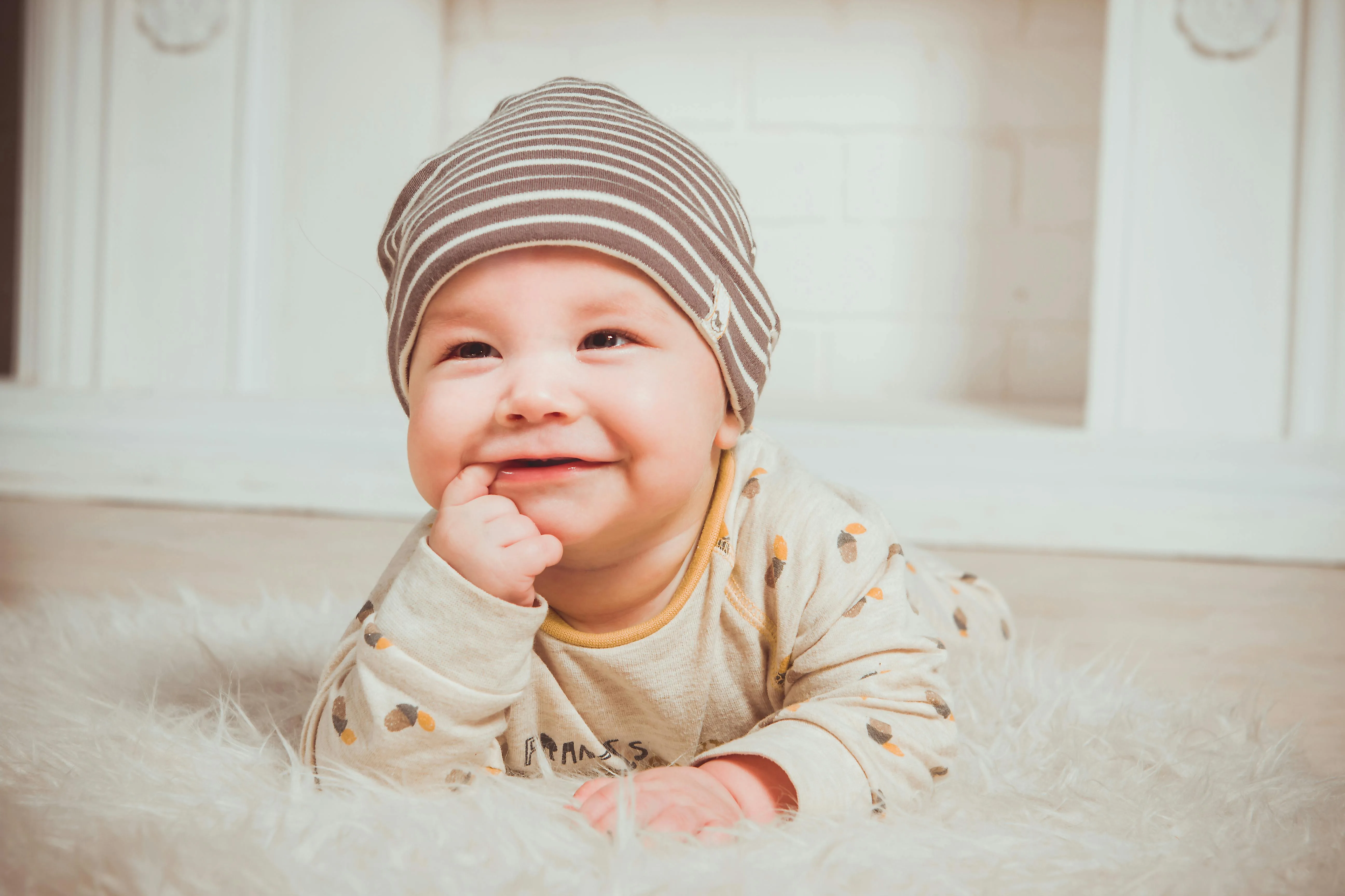 Baby enjoying tummy time 