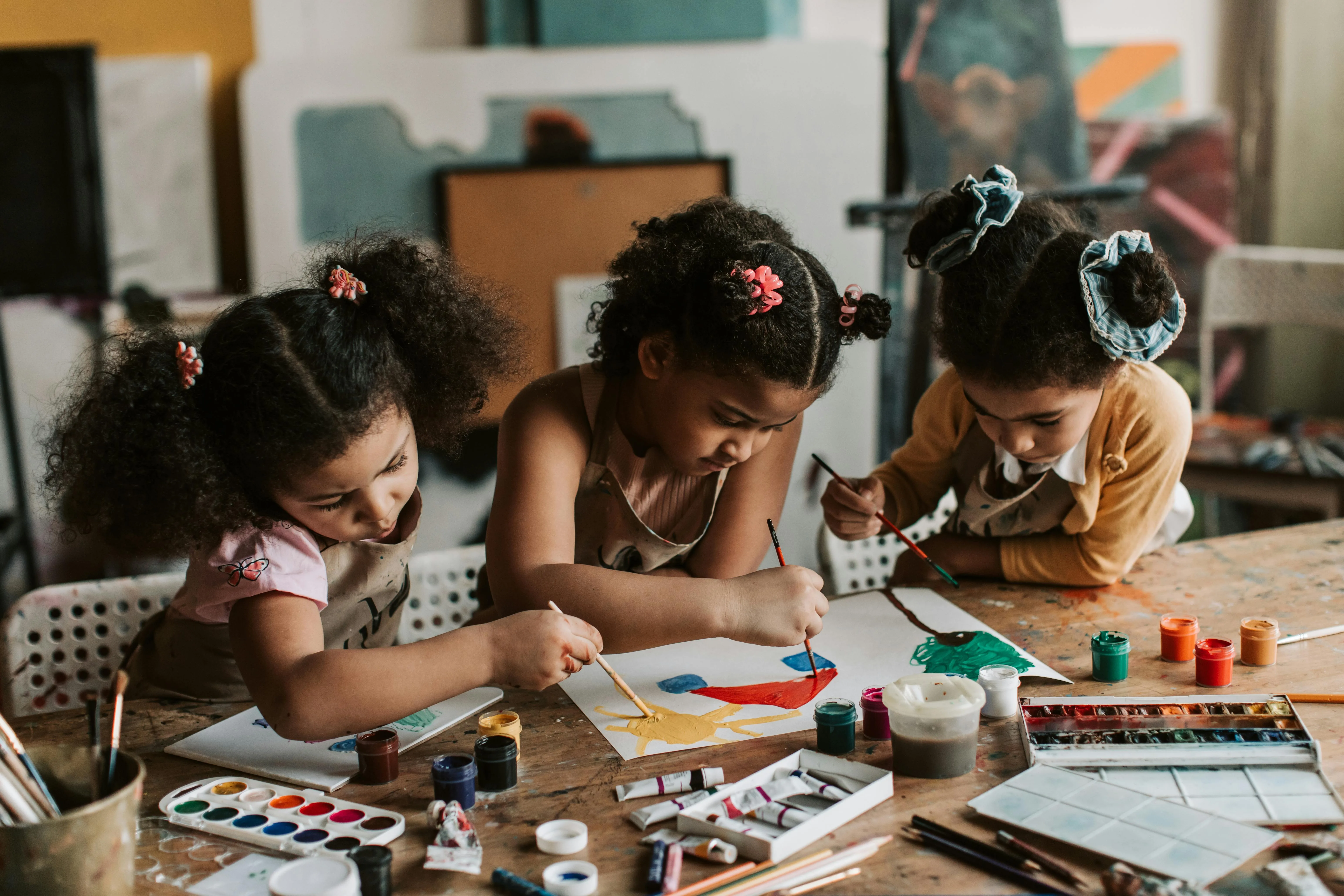 Kids making easy spring crafts