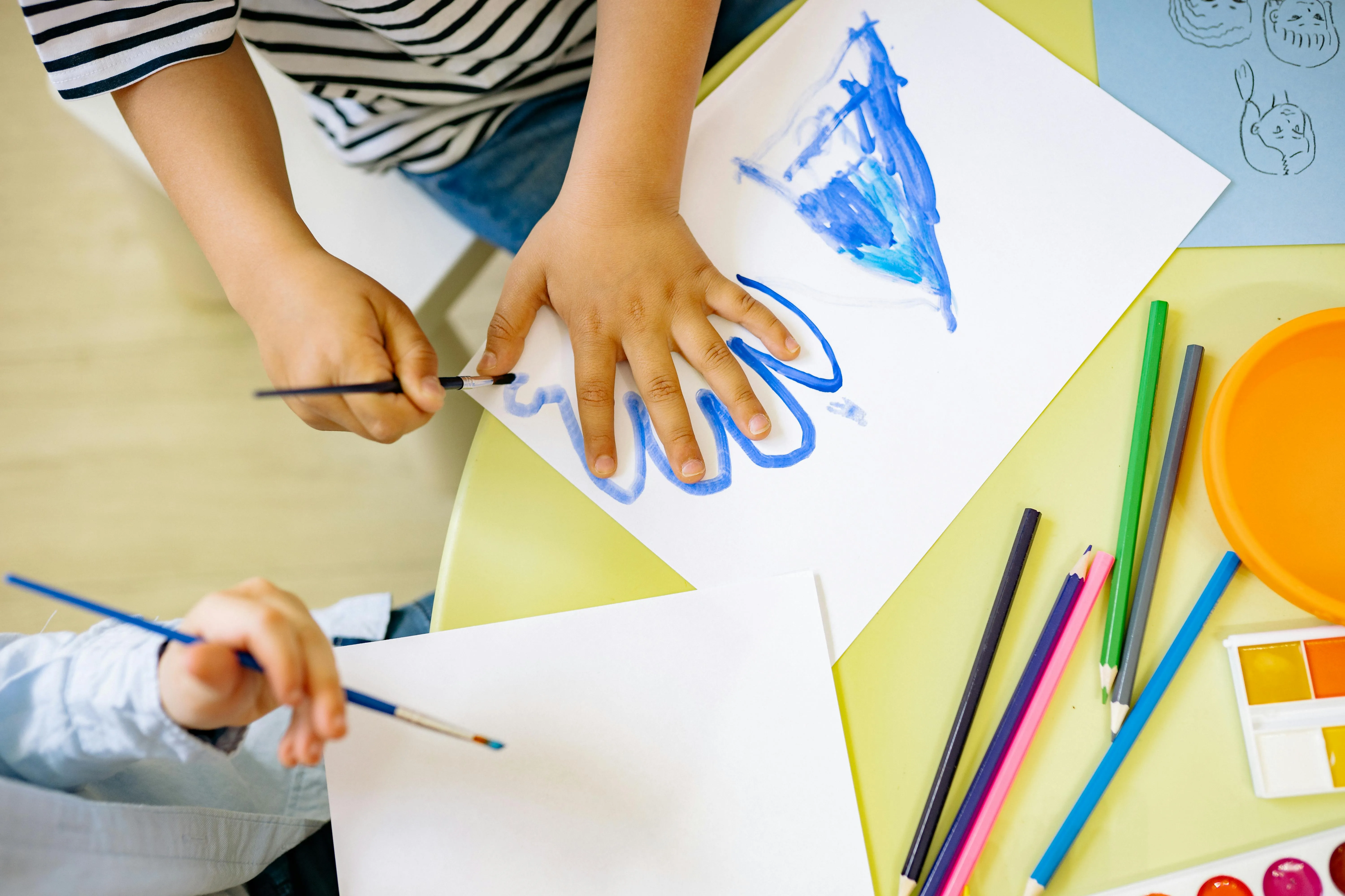 Child making spring arts & crafts