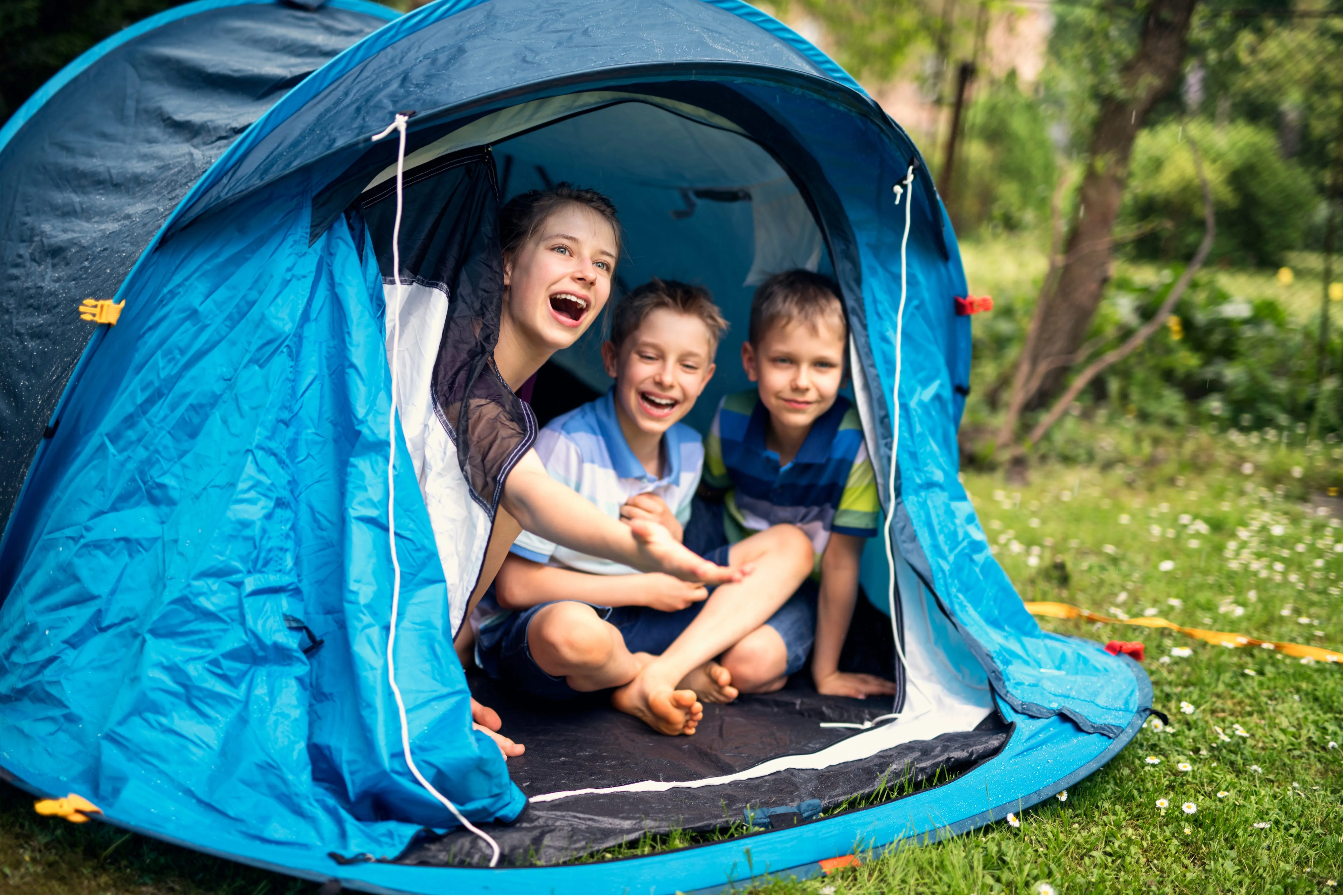Kids and Au Pair camping